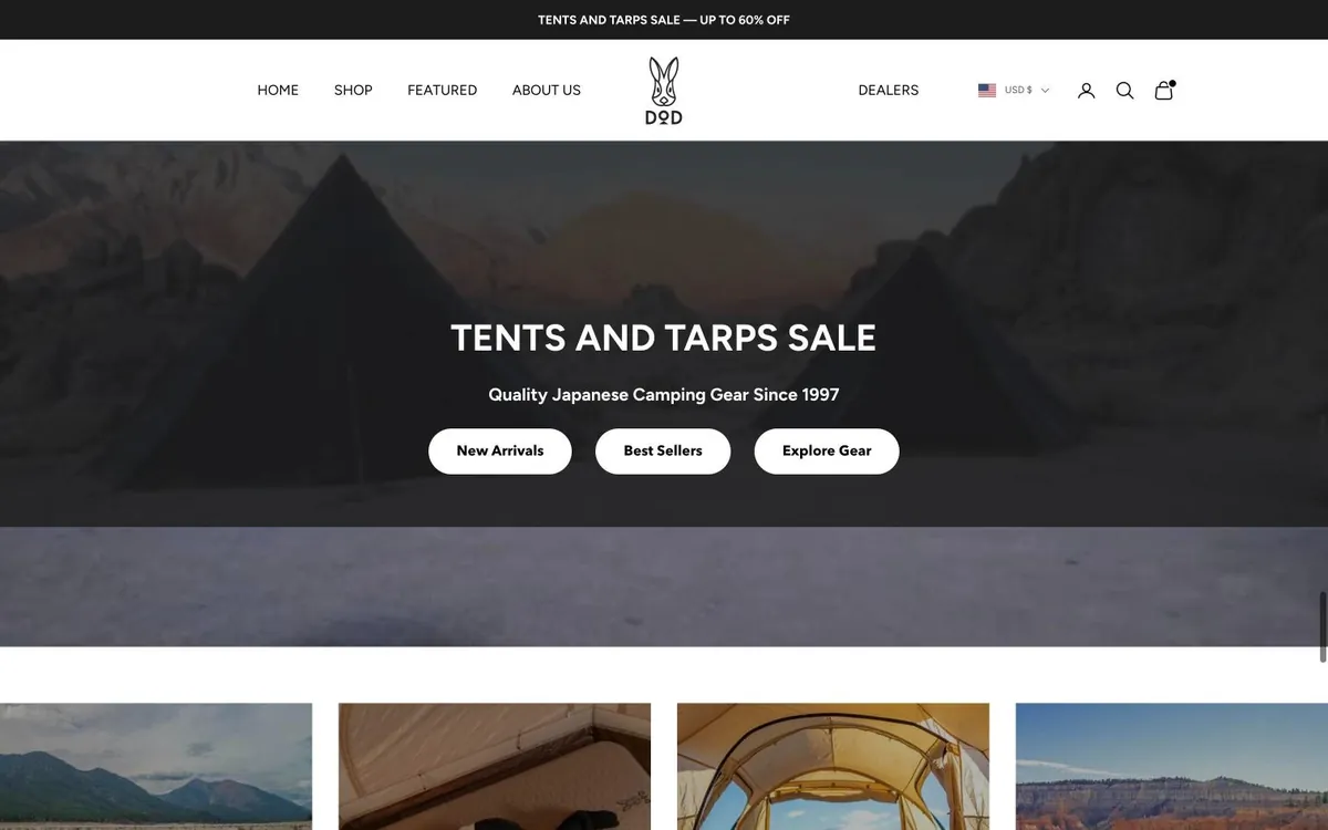 DOD Outdoors website homepage