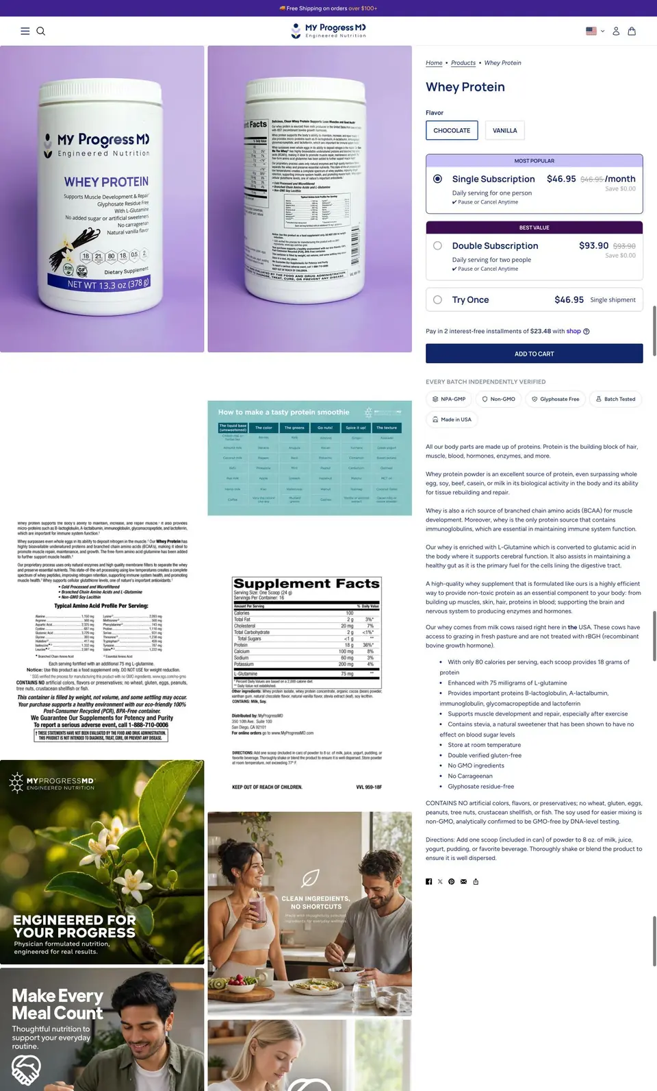 Full page screenshot of the MyProgressMD website